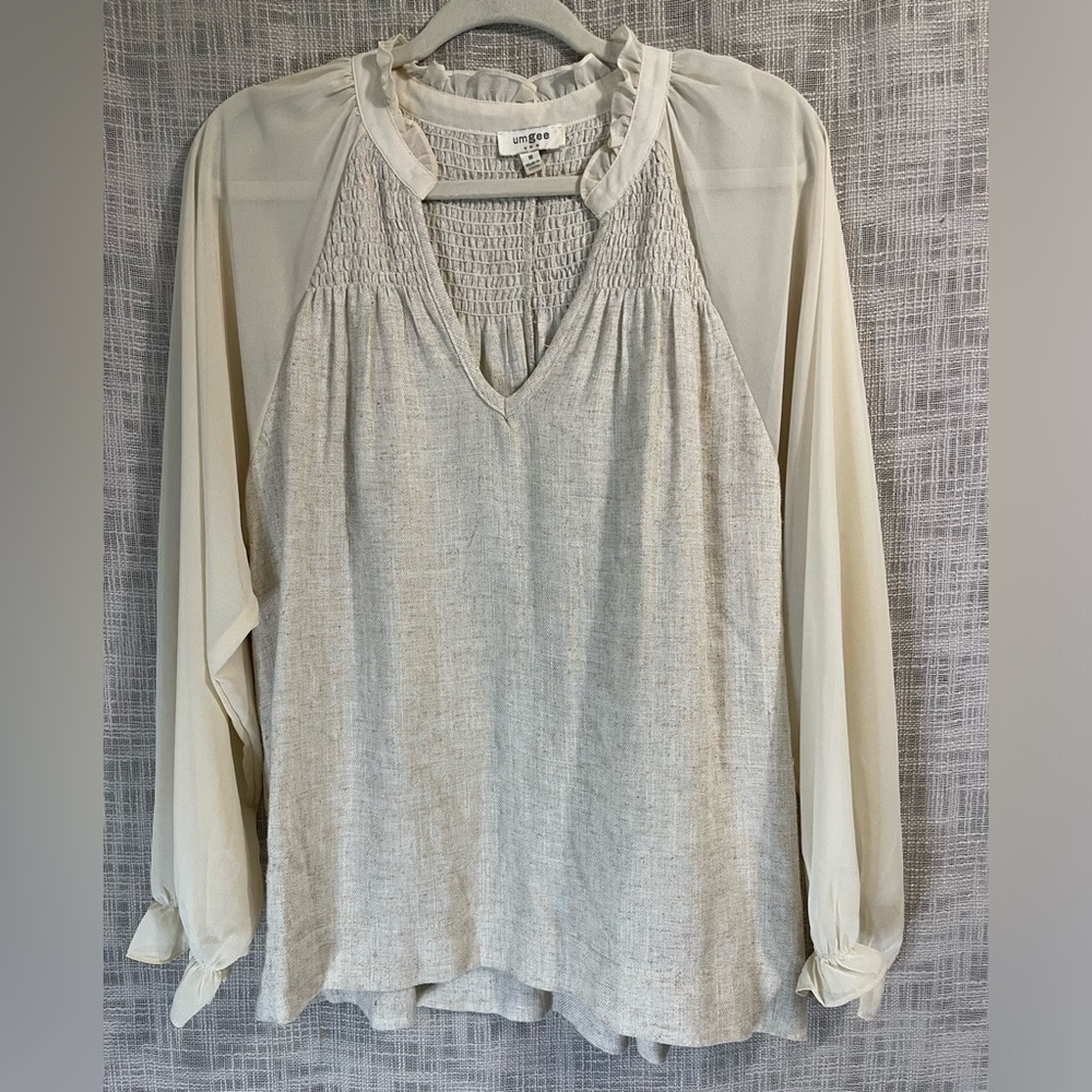 Umgee peasant top, long sleeve smocking top